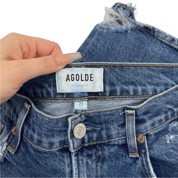 AGOLDE Denim Toni Mid Rise Straight in Stratosphere Distressed Women's - Picture 3 of 7